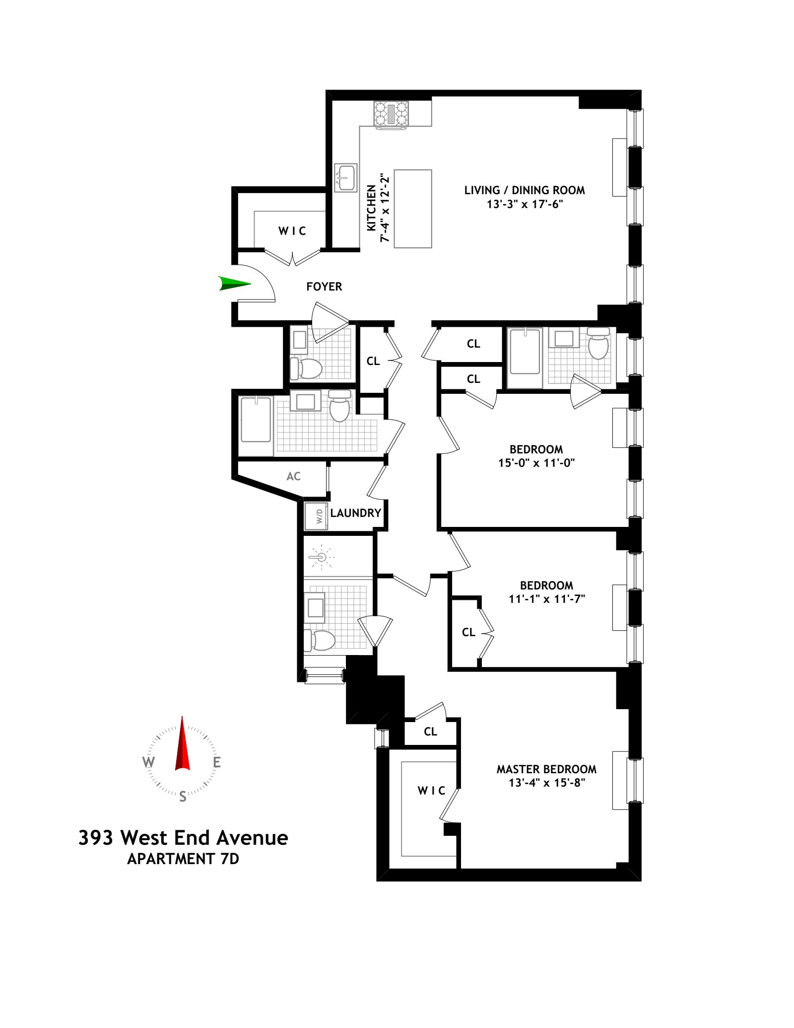 Floorplan for 393 West End Avenue, 7D
