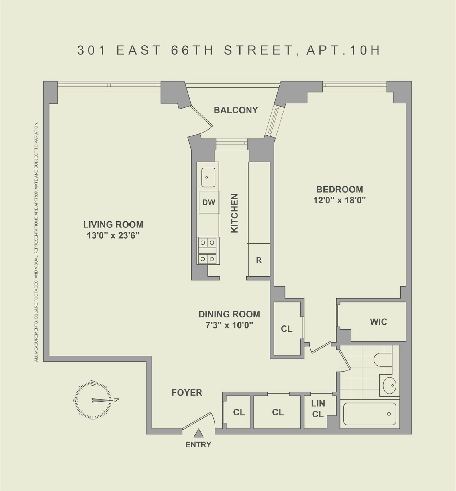 Floorplan for 301 East 66th Street, 10H
