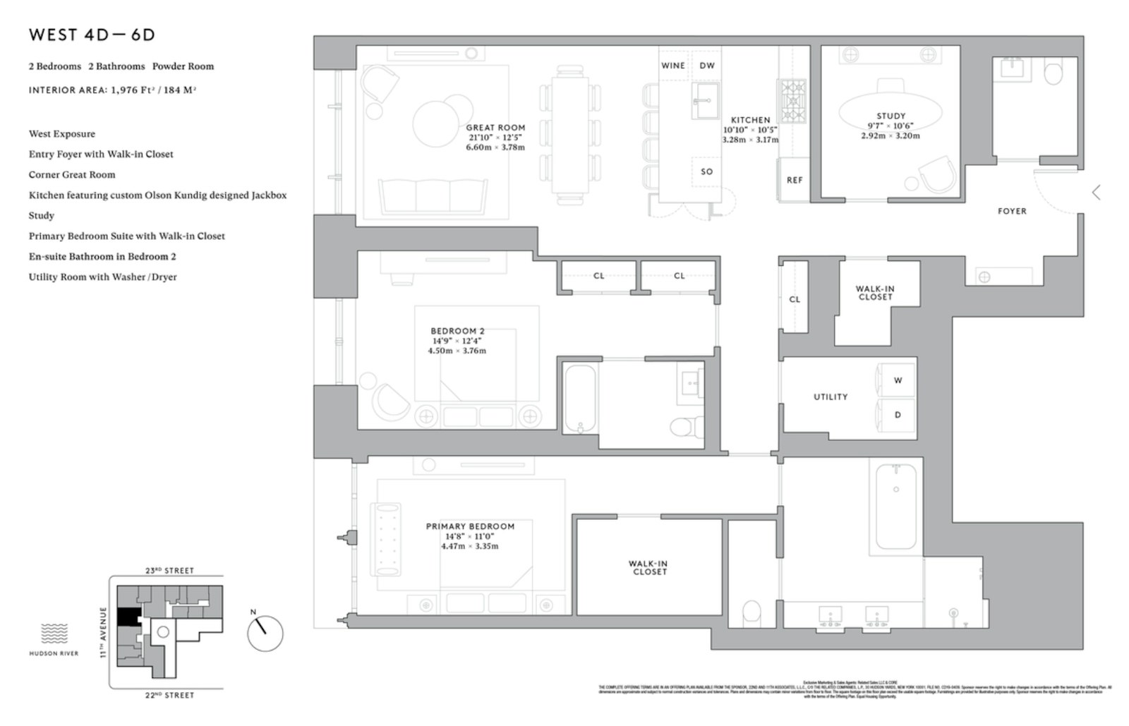Floorplan for 555 West 22nd Street, 5DW