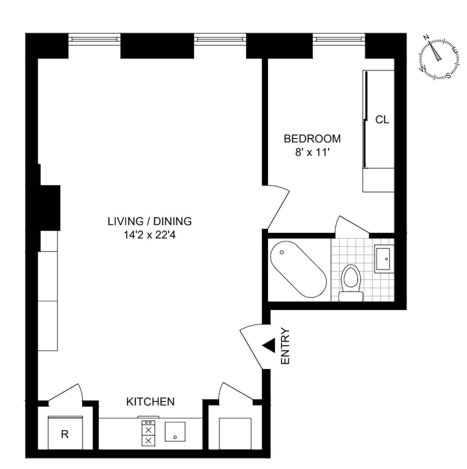 Floorplan for 452 West 23rd Street, 2A