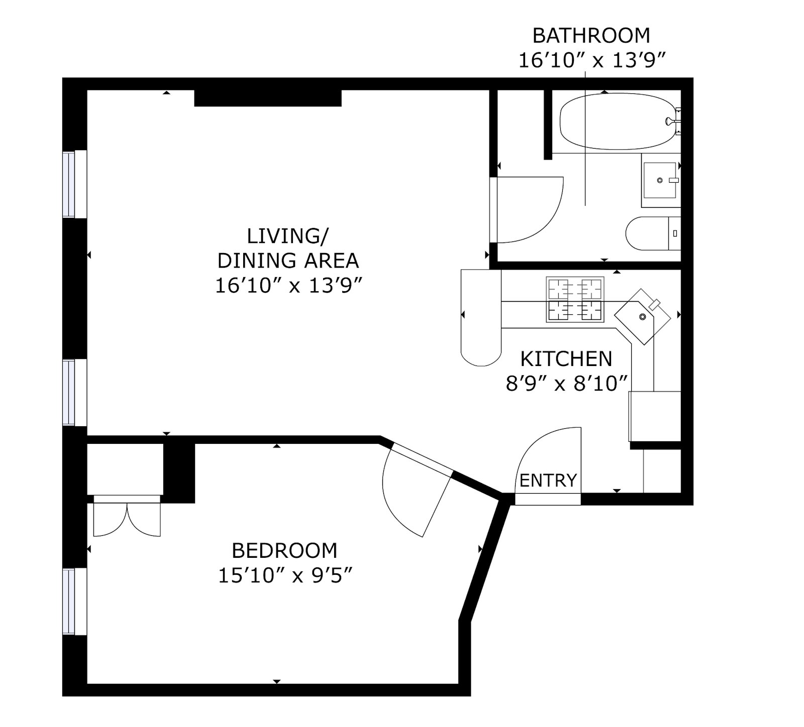 Floorplan for 505 East 6th Street, 3F