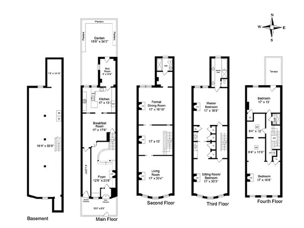 Floorplan for 127 West 88th Street, Townhouse