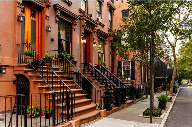 The neighborhood is known for its classic brownstones