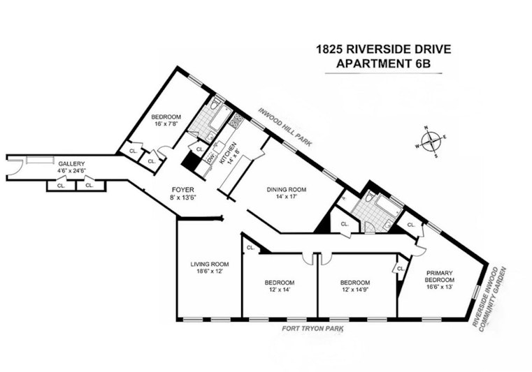 1825 Riverside Drive 6B, Upper West Side, Upper West Side, NYC - 4 Bedrooms  
2 Bathrooms  
7 Rooms - 
